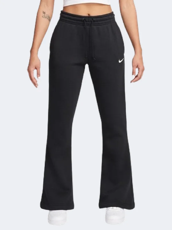 women's cargo pants -sleeveless tops for women -Nike Sportswear Phoenix Fleece Mid Rise Flare Women Lifestyle Pant Black/Sail