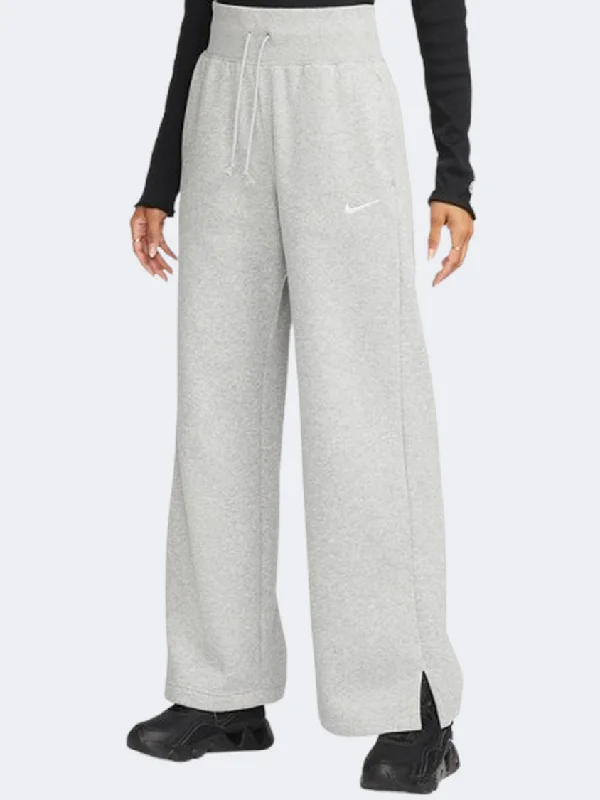 cropped palazzo pants for women -women's ribbed tops -Nike Sportswear Phoenix Fleece Women Lifestyle Pant Dark Grey Heather