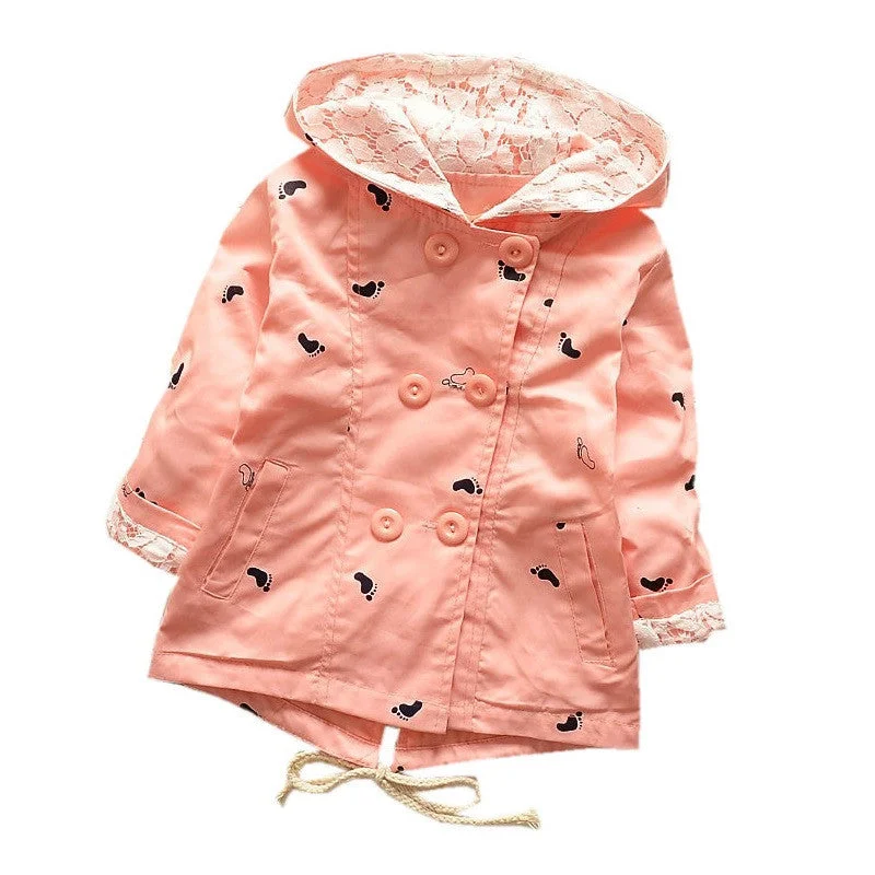 oversized winter coats for women -elegant evening tops for women -Hooded Girls Coat 100% Cotton Jacket For Girls 1-4 Years Windbreaker KF101