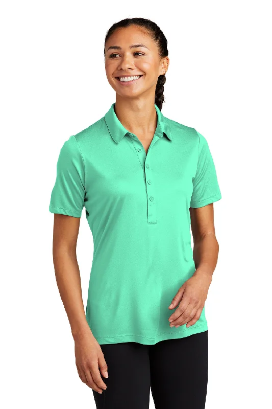 casual blouses with sleeves -Sport-Tek Womens Moisture Wicking Short Sleeve Polo Shirt - Bright Seafoam Green