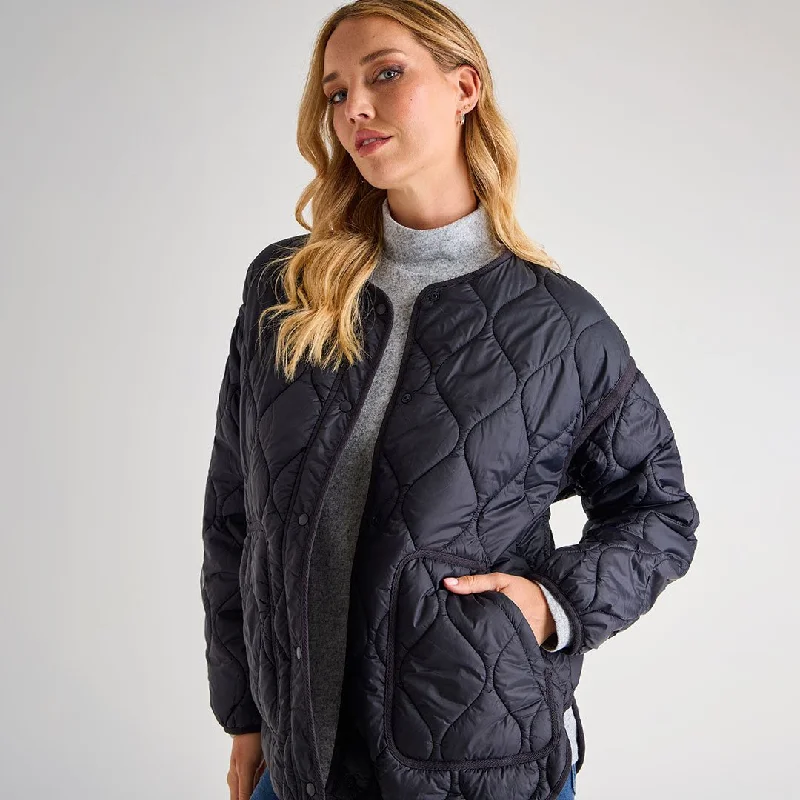 lightweight cashmere coats for women -sleeveless summer tops for women -Ladies Oversized Black Quilted Jacket