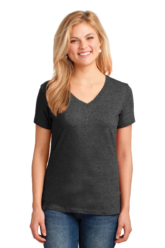 women's mesh tops -Port & Company Womens Core Short Sleeve V-Neck T-Shirt - Heather Dark Grey