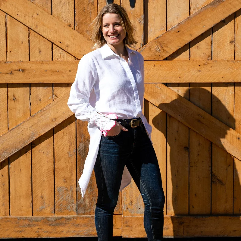 sleeveless blouses for work -Penny Shirt - White Linen