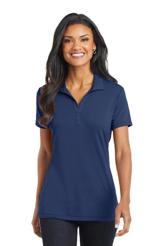 elegant chiffon blouses -Port Authority Womens Cotton Touch Performance Moisture Wicking Short Sleeve Polo Shirt - Estate Blue