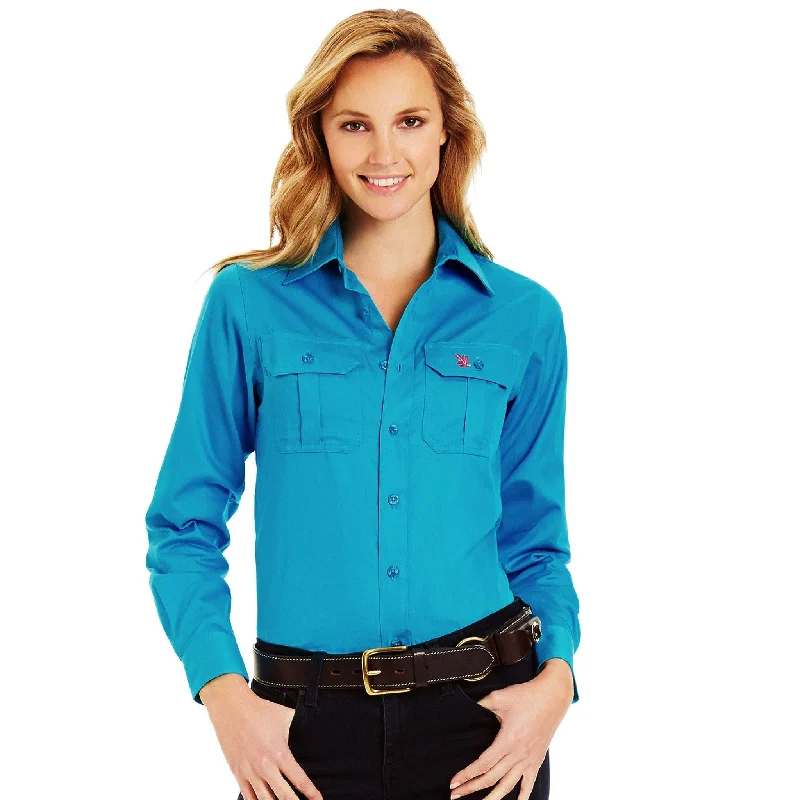 longline tops for women -Aqua Full Button