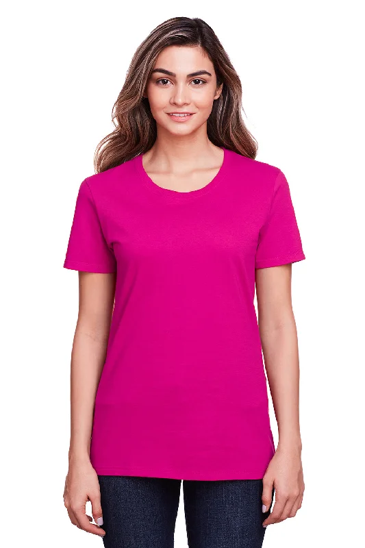 sheer tops for women -Fruit Of The Loom Womens Iconic Short Sleeve Crewneck T-Shirt - Cyber Pink - Closeout