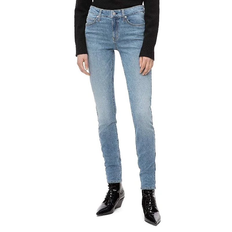 denim joggers for women -zip-up tops for women -Calvin Klein Women's Mid Rise Skinny Fit Jeans Mallibu Blue Light Size 28" X 30" - 28" X 30"