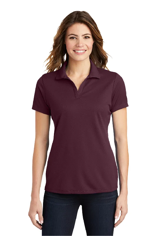 short sleeve tops for women -Sport-Tek Womens RacerMesh Moisture Wicking Short Sleeve Polo Shirt - Maroon