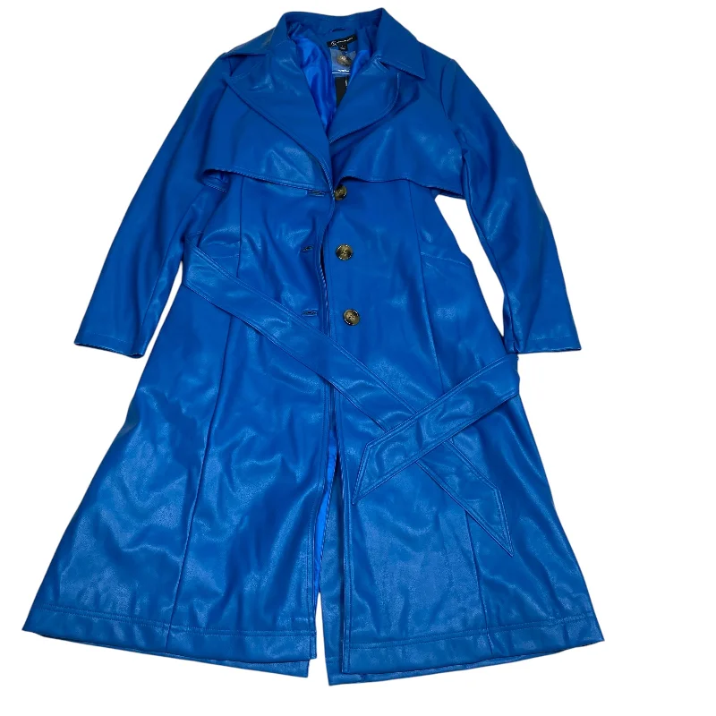 high collar coats for women -casual blouses with sleeves -Coat Peacoat By International Concepts In Blue, Size: L