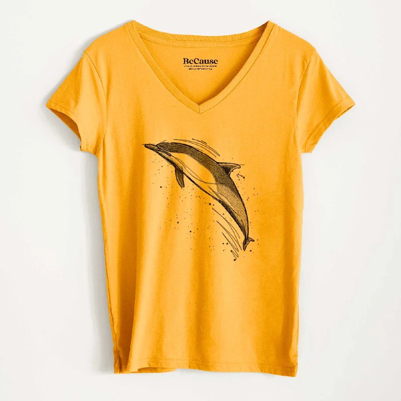 elegant evening tops for women -Short-Beaked Common Dolphin - Delphinus delphis - Women's 100% Recycled V-neck