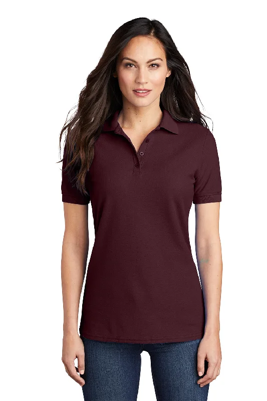 women's bohemian tops -Port & Company Womens Core Stain Resistant Short Sleeve Polo Shirt - Athletic Maroon