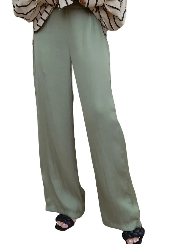 thermal pants for women -wool tops for women -Rue Satin Pants In Olive