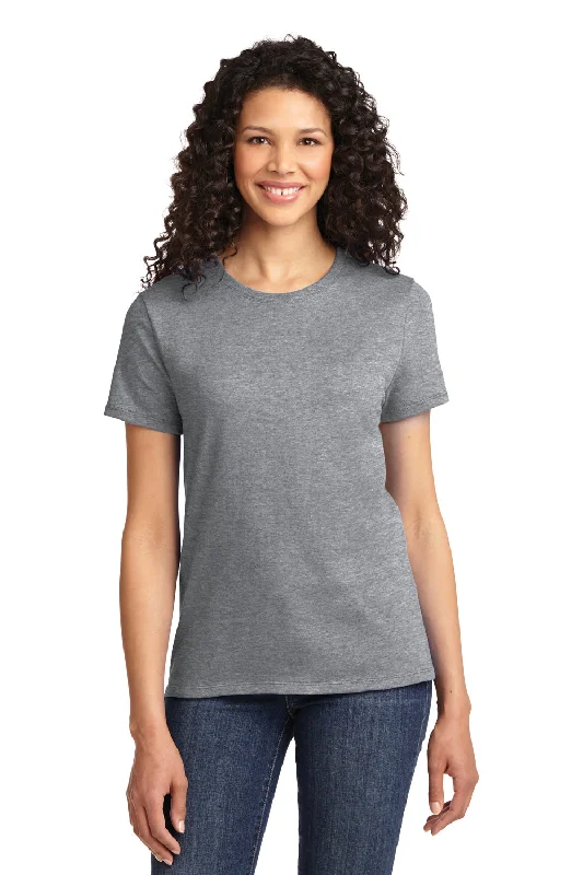 women's long sleeve blouse -Port & Company Womens Essential Short Sleeve Crewneck T-Shirt - Heather Grey