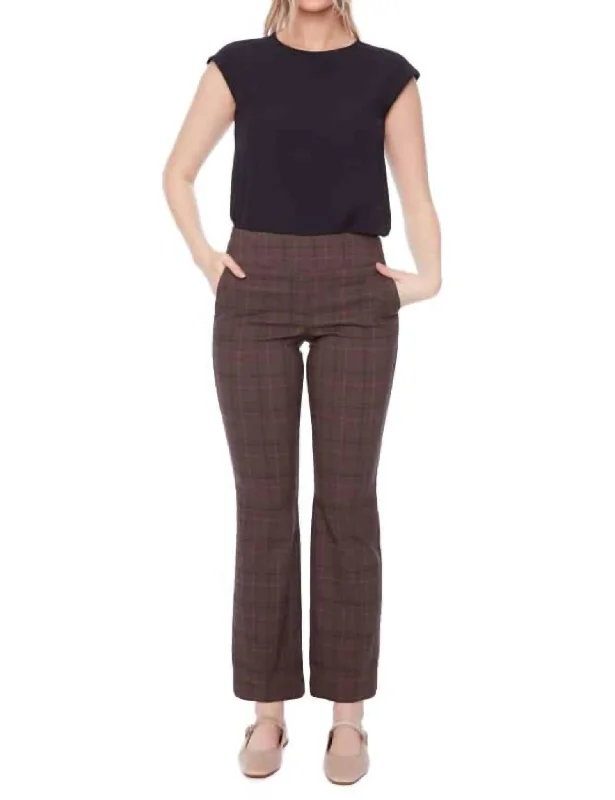 wrinkle-resistant pants for women -modest tops for women -Vinlee Plaid Techno Boot Leg Pant