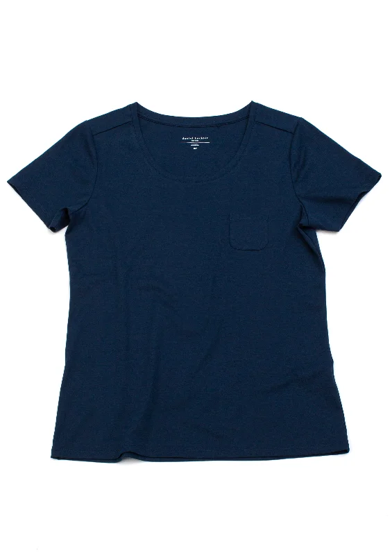 women's silk tops -Super Fine Cotton/Spandex Short Sleeve Crewneck - Dust Blue