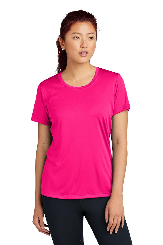 breathable tops for women -Sport-Tek Womens Competitor Moisture Wicking Short Sleeve Crewneck T-Shirt - Raspberry Pink