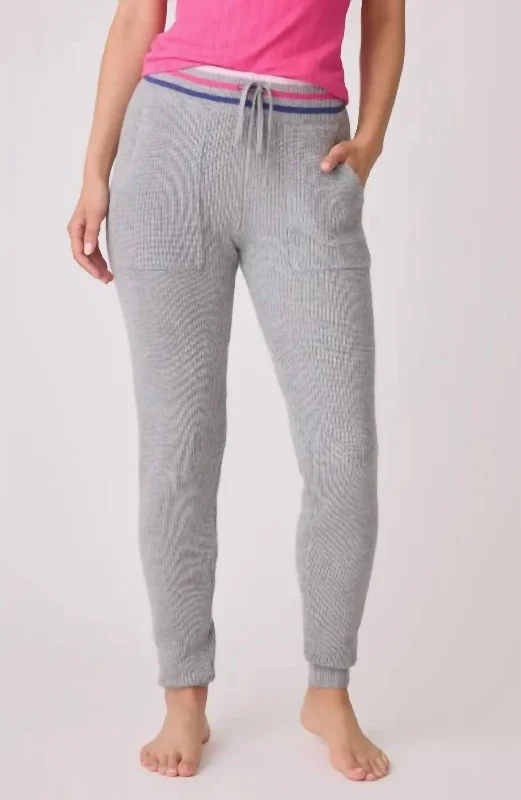 denim joggers for women -zip-up tops for women -Sweater Weather Banded Bottom Pants In Heather Grey