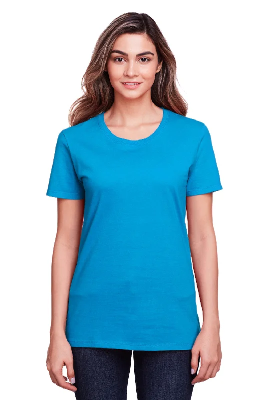 cozy women's tops -Fruit Of The Loom Womens Iconic Short Sleeve Crewneck T-Shirt - Pacific Blue - Closeout