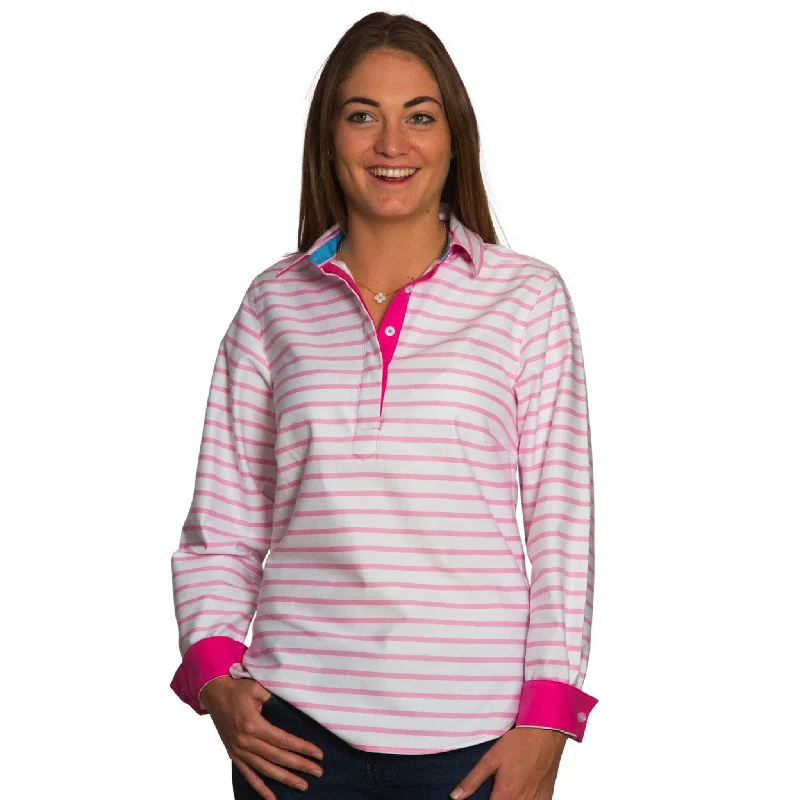 cozy women's tops -B-Pink Stripe Pullover