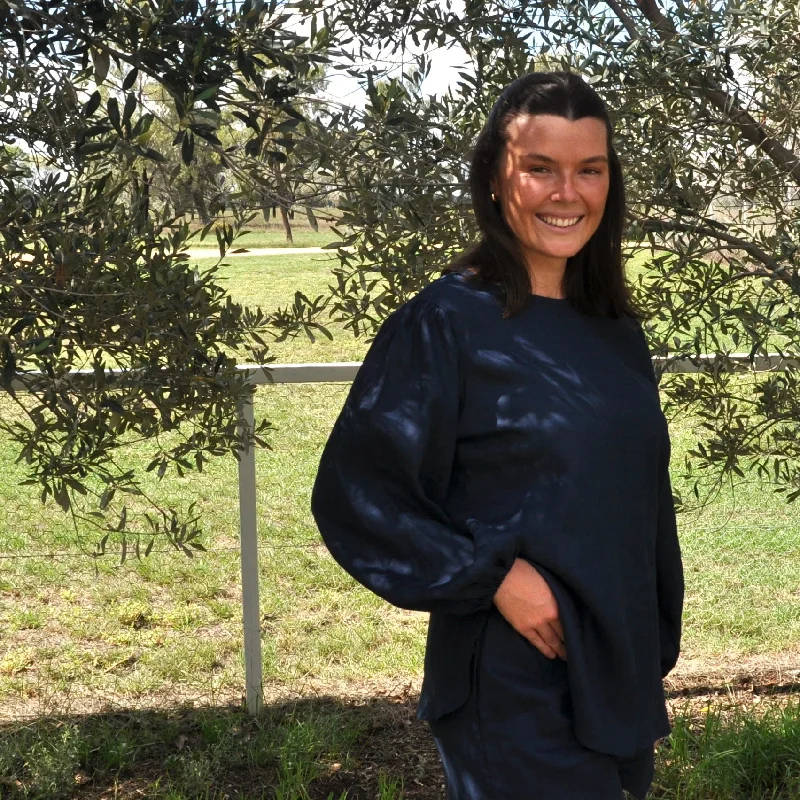 women's satin blouses -Gabby Top - Navy