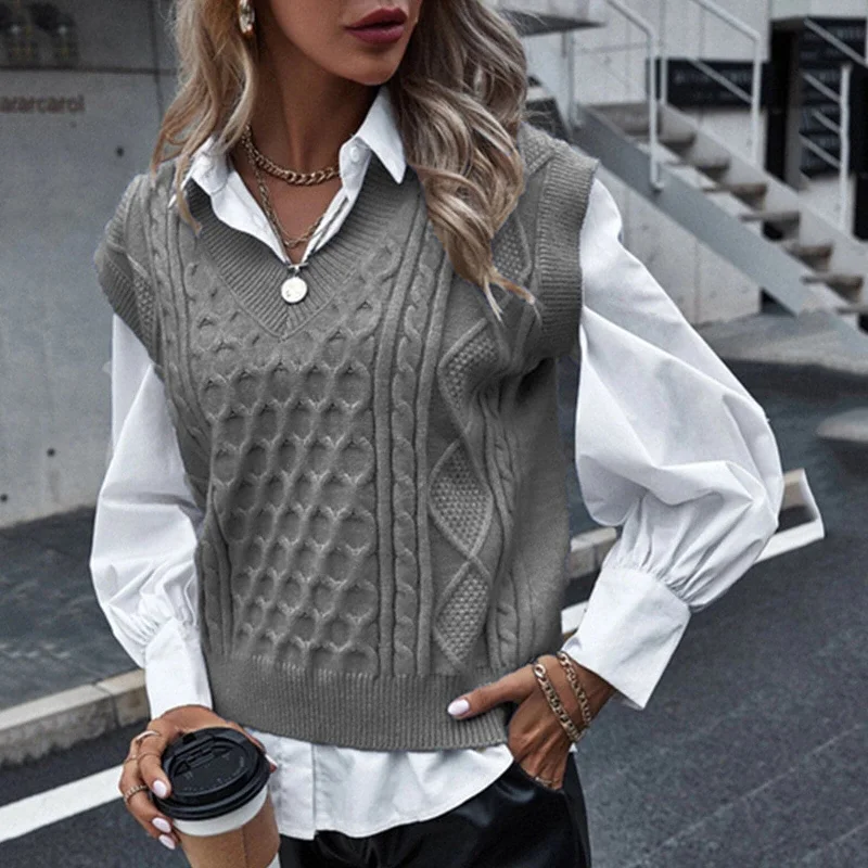 plaid button-down shirts for women -DressBetty - Fashion Preppy Style Sleeveless Vest Sweater