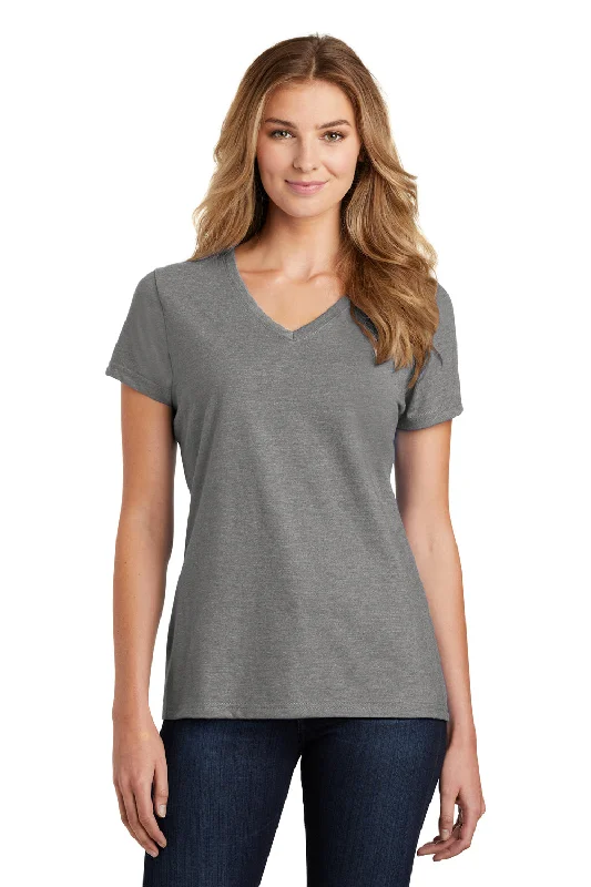 trendy women's shirts -Port & Company Womens Fan Favorite Short Sleeve V-Neck T-Shirt - Heather Graphite Grey