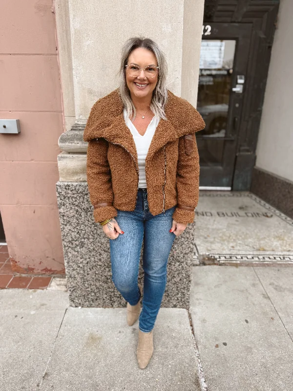 plus size coats for women -women's tunic tops -Aspen Dreams Sherpa Jacket