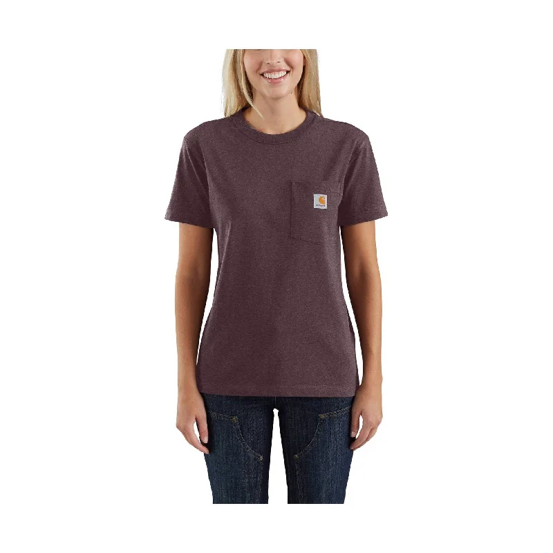 crop tops for women -Carhartt Women's Loose Fit Heavyweight Short-Sleeve Pocket T-Shirt - Blackberry Heather