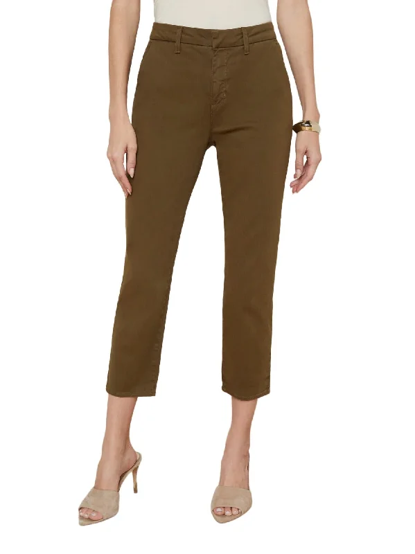 soft knit trousers for women -sleeveless summer tops for women -Harlow Cropped Trouser In British Khaki