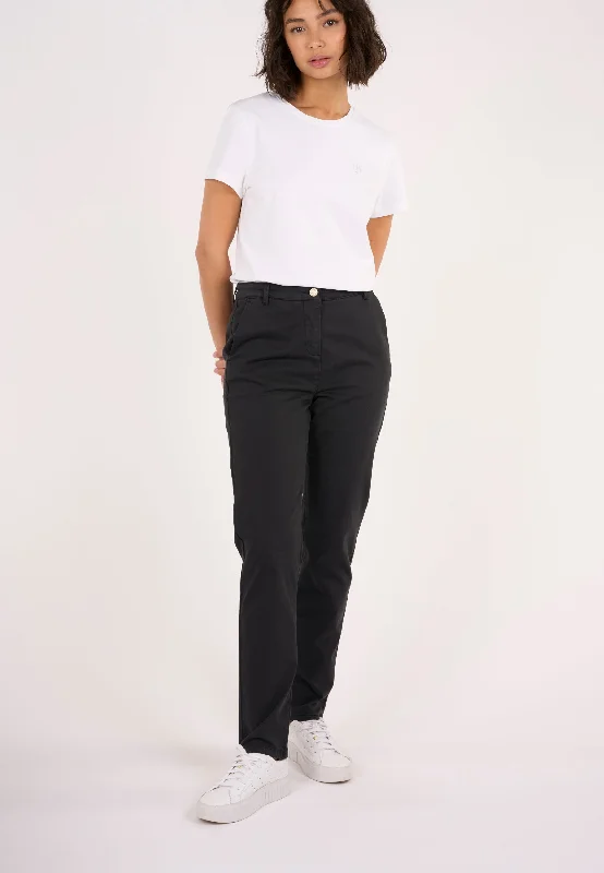 bell-bottom pants for women -sexy tops for women -ALMA slim twill chino - Black Jet