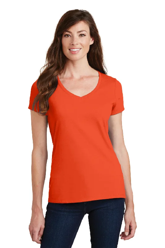 women's party tops -Port & Company Womens Fan Favorite Short Sleeve V-Neck T-Shirt - Orange