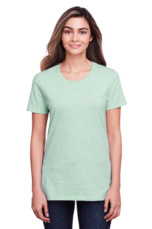 soft fabric tops for women -Fruit Of The Loom Womens Iconic Short Sleeve Crewneck T-Shirt - Heather Mint Green - Closeout