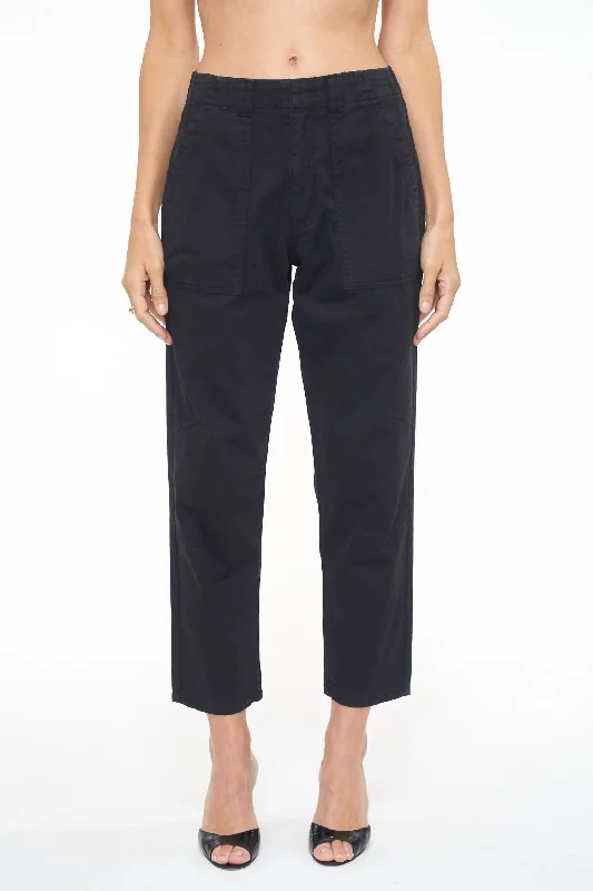 women's chino pants -lace-up tops for women -Pamela High Rise Straight Trouser In Fade To Black