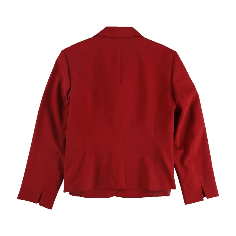 women's lightweight windbreakers -women's bohemian tops -Le Suit Womens Solid Crepe Three Button Blazer Jacket, Red, 18