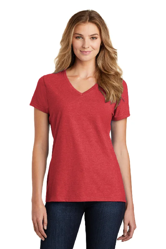 elegant chiffon blouses -Port & Company Womens Fan Favorite Short Sleeve V-Neck T-Shirt - Heather Team Cardinal Red