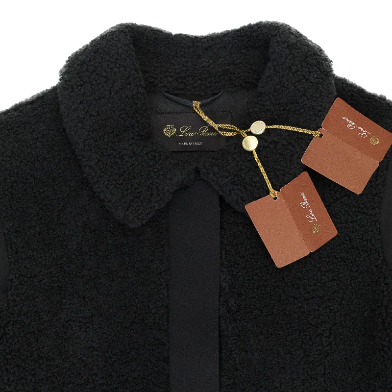 stylish outerwear for ladies -soft touch blouses for women -CAPP CARLOW CURLY SHEARLING BLACK COAT