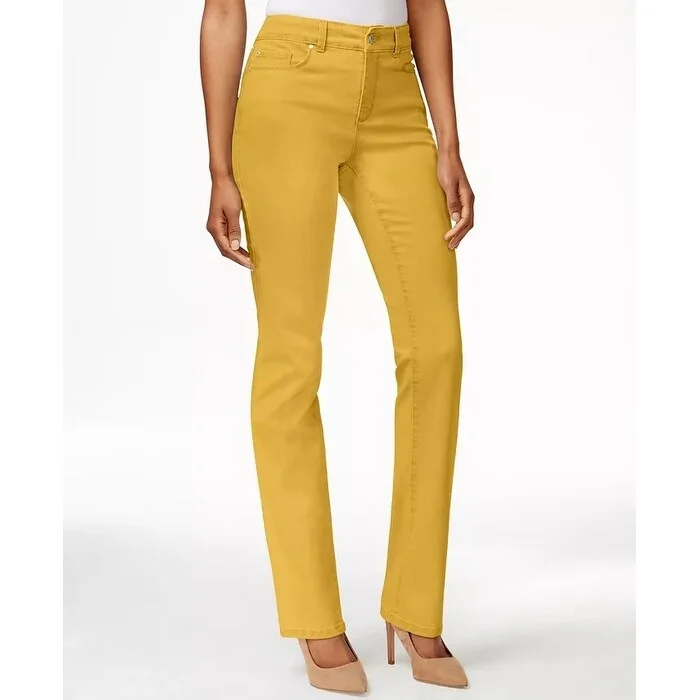 elegant office trousers for women -sporty tops for women -Charter Club Women's Lexington Straight Leg Jeans Yellow Size 6