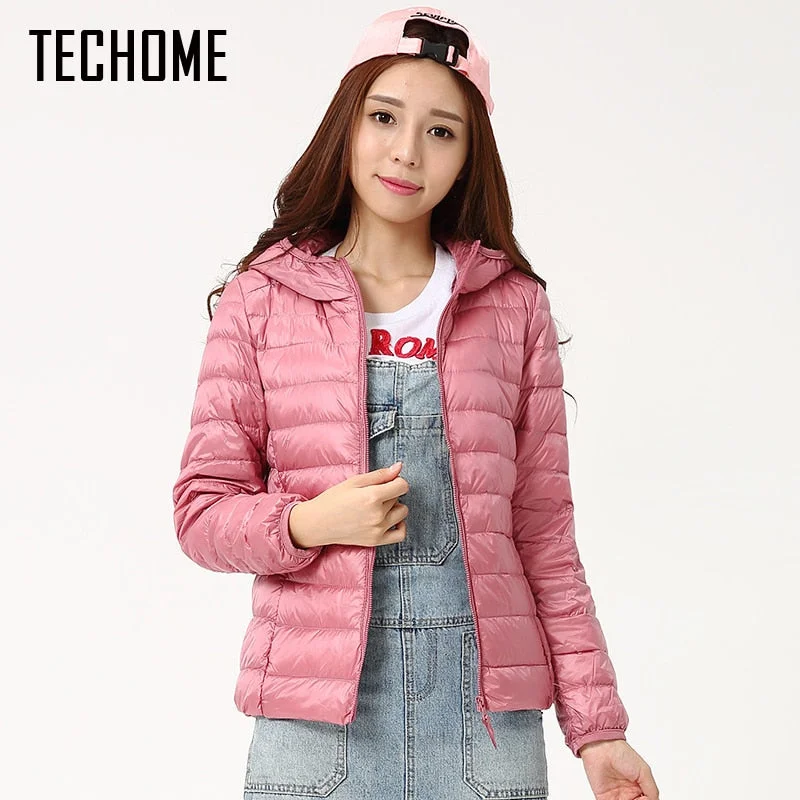 windproof jackets for women -striped shirts for women -Autumn Winter Down Jackets For Women Brand Designer Hooded Coat Ultra Light Duck Down Jacket Womens Hoodes Warm Winter Coats