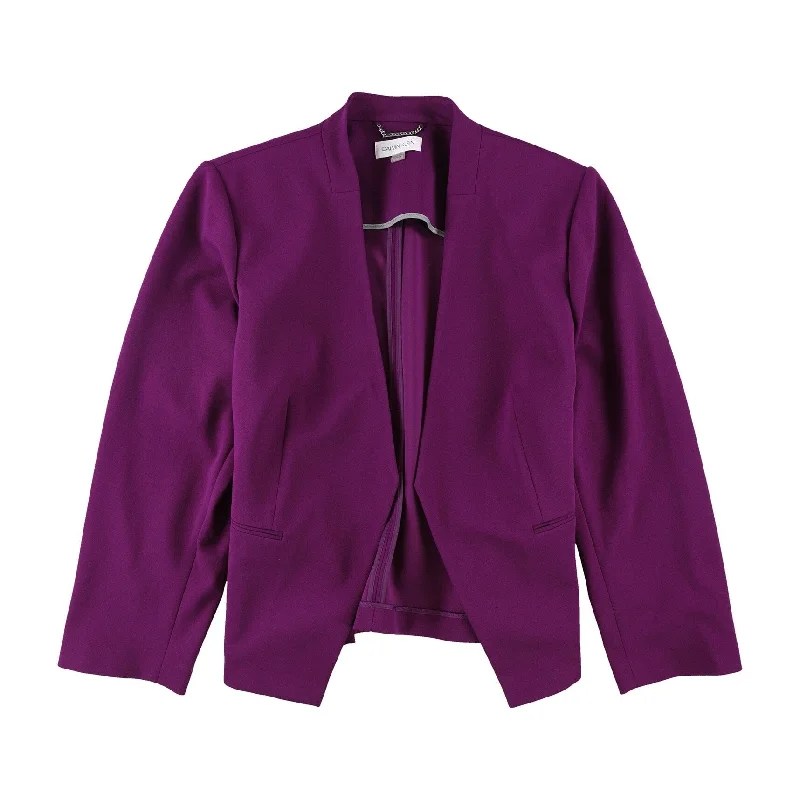 thermal coats for women -women's wrap tops -Calvin Klein Womens Cropped Blazer Jacket, Purple, 22W