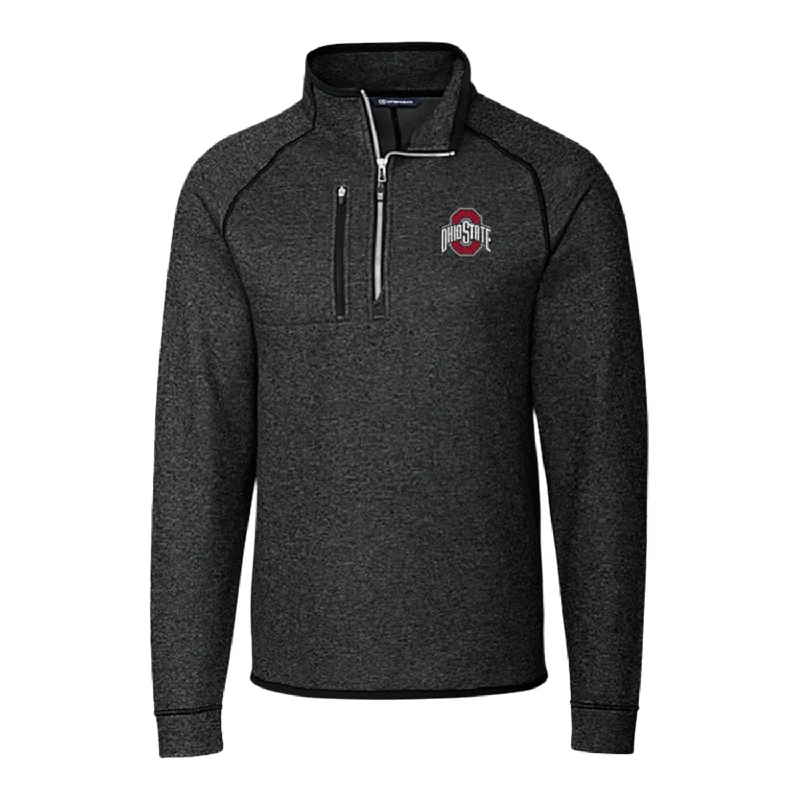 autumn jackets for women -women's ruffle tops -Ohio State Buckeyes Cutter & Buck Mainsail Sweater-Knit Charcoal 1/2 Zip Jacket