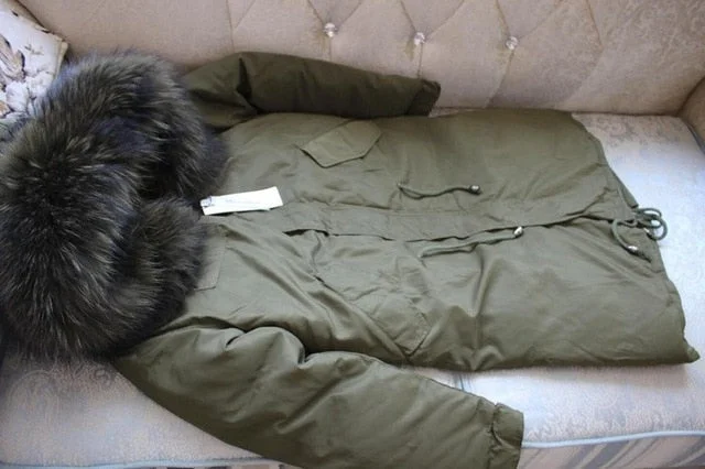 army green -real fur