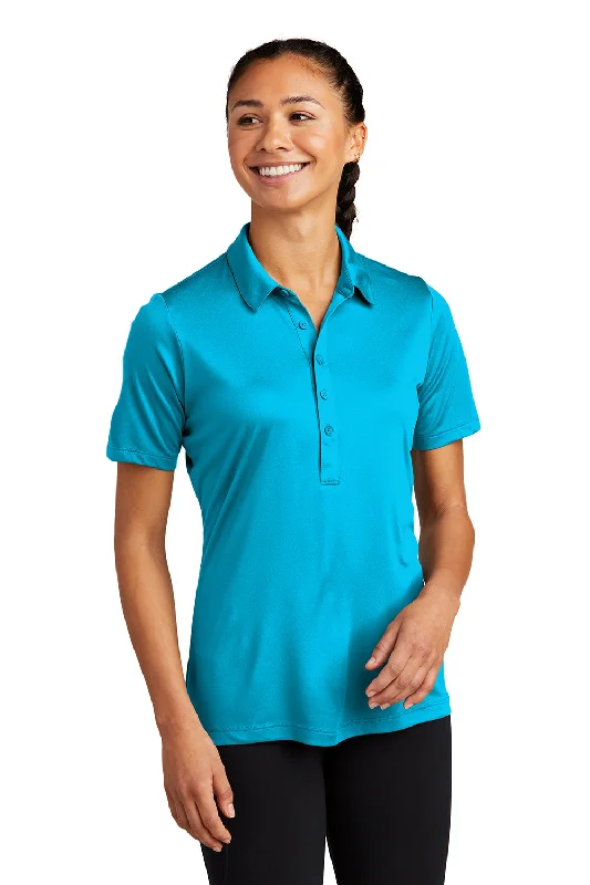 striped shirts for women -Sport-Tek Womens Moisture Wicking Short Sleeve Polo Shirt - Sapphire Blue