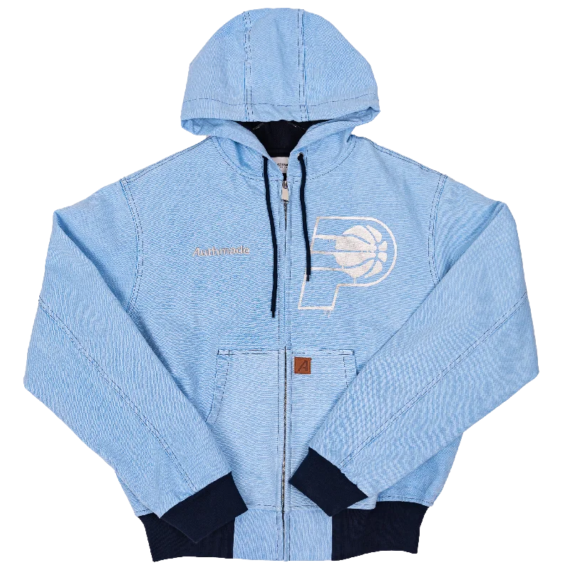 slim fit coats for women -women's party tops -Adult Indiana Pacers 24-25' CITY EDITION Full-Zip Work Jacket in Denim by Authmade