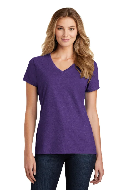 women's off-shoulder tops -Port & Company Womens Fan Favorite Short Sleeve V-Neck T-Shirt - Heather Team Purple