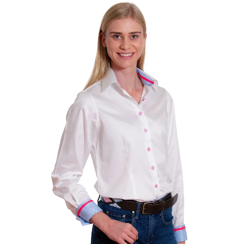 loose fit women's tops -Bella Q-Pink/Silver Trim