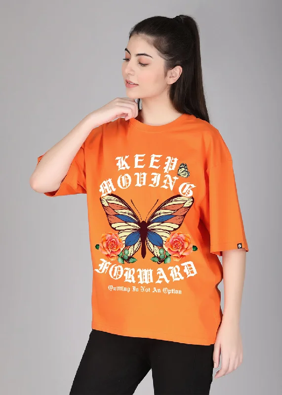 women's silk tops -Keep Moving Women Oversized Printed T-Shirt