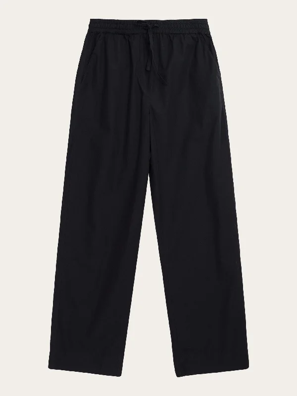 denim joggers for women -zip-up tops for women -CHLOE barrel high-rise poplin elastic waistband pants - Black Jet