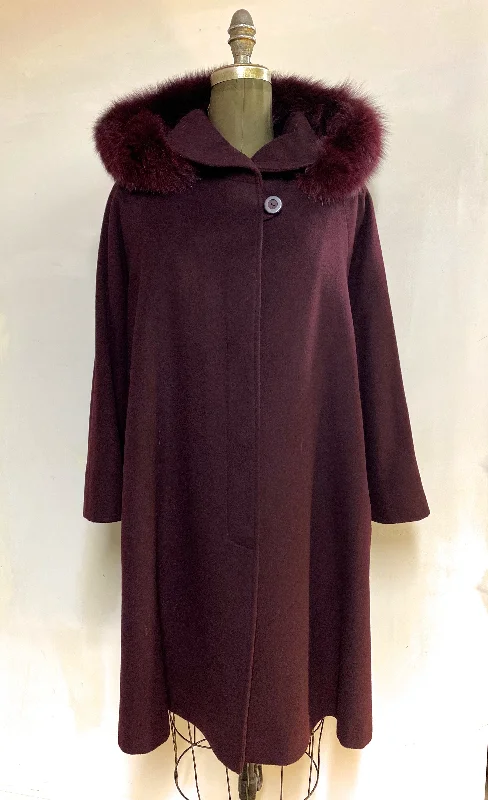 stylish outerwear for ladies -soft touch blouses for women -Fiorella Coat - 50% Cashmere & Wool Blend - Detachable Fox Hood