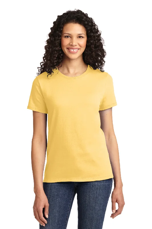 zip-up tops for women -Port & Company Womens Essential Short Sleeve Crewneck T-Shirt - Daffodil Yellow - Closeout