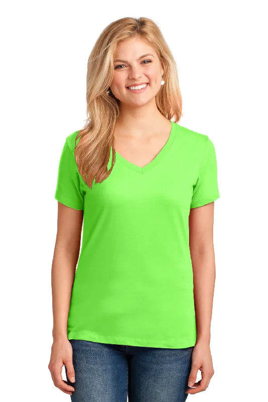 soft touch blouses for women -Port & Company Womens Core Short Sleeve V-Neck T-Shirt - Neon Green